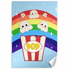 Cute Kawaii Popcorn Canvas 12  x 18  