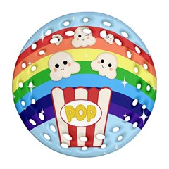 Cute Kawaii Popcorn Round Filigree Ornament (Two Sides)