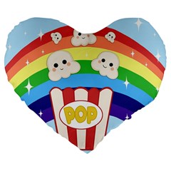 Cute Kawaii Popcorn Large 19  Premium Heart Shape Cushions