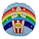 Cute Kawaii Popcorn Large 18  Premium Flano Round Cushions Back