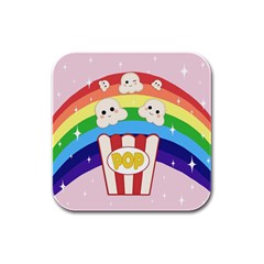 Cute Kawaii Popcorn Rubber Square Coaster (4 Pack) 