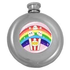 Cute Kawaii Popcorn Round Hip Flask (5 Oz) by Valentinaart