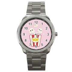 Cute Kawaii Popcorn Sport Metal Watch by Valentinaart