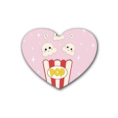 Cute Kawaii Popcorn Heart Coaster (4 Pack)  by Valentinaart