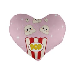 Cute Kawaii Popcorn Standard 16  Premium Flano Heart Shape Cushions by Valentinaart