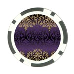 art nouveau,vintage,damask,gold,purple,antique,beautiful Poker Chip Card Guard Back