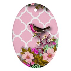 Shabby Chic, Floral,pink,birds,cute,whimsical Ornament (oval) by NouveauDesign
