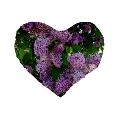 Lilacs 2 Standard 16  Premium Flano Heart Shape Cushions by dawnsiegler