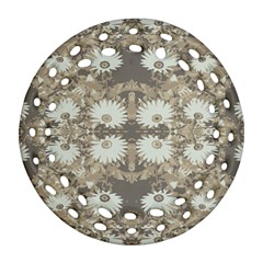 Vintage Daisy Floral Pattern Ornament (round Filigree) by dflcprints
