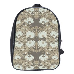 Vintage Daisy Floral Pattern School Bag (large) by dflcprints