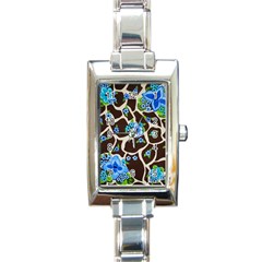 Floral Giraffe Print Rectangle Italian Charm Watch by dawnsiegler