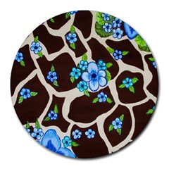 Floral Giraffe Print Round Mousepads by dawnsiegler