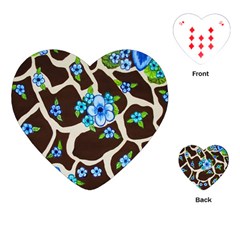 Floral Giraffe Print Playing Cards (heart) 