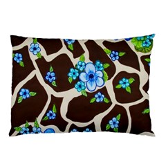 Floral Giraffe Print Pillow Case (two Sides) by dawnsiegler