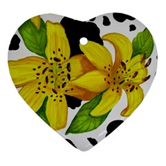 Floral Cow Print Ornament (heart)