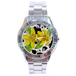 Floral Cow Print Stainless Steel Analogue Watch Front