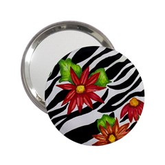 Floral Zebra Print 2 25  Handbag Mirrors by dawnsiegler