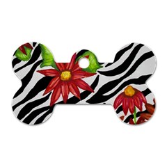 Floral Zebra Print Dog Tag Bone (one Side) by dawnsiegler