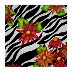 Floral Zebra Print Medium Glasses Cloth (2-side) by dawnsiegler