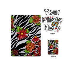 Floral Zebra Print Playing Cards 54 (mini)  by dawnsiegler