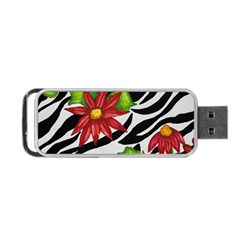 Floral Zebra Print Portable Usb Flash (one Side) by dawnsiegler