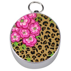 Floral Leopard Print Silver Compasses