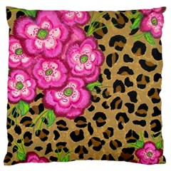 Floral Leopard Print Standard Flano Cushion Case (two Sides) by dawnsiegler