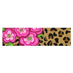 Floral Leopard Print Satin Scarf (oblong)