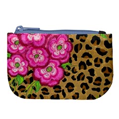 Floral Leopard Print Large Coin Purse by dawnsiegler