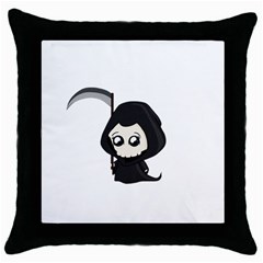 Cute Grim Reaper Throw Pillow Case (black) by Valentinaart