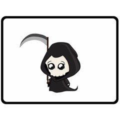 Cute Grim Reaper Fleece Blanket (large)  by Valentinaart