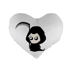 Cute Grim Reaper Standard 16  Premium Heart Shape Cushions by Valentinaart