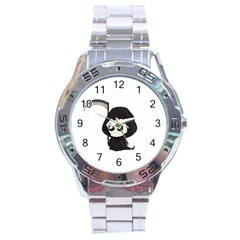 Cute Grim Reaper Stainless Steel Analogue Watch by Valentinaart