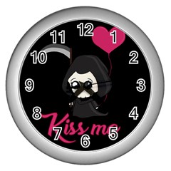 Cute Grim Reaper Wall Clocks (silver)  by Valentinaart