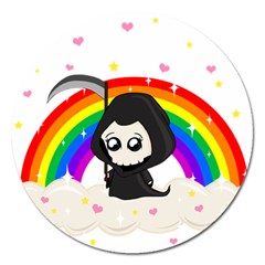 Cute Grim Reaper Magnet 5  (round) by Valentinaart