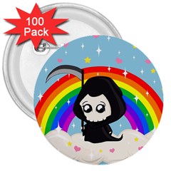 Cute Grim Reaper 3  Buttons (100 Pack)  by Valentinaart