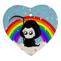 Cute Grim Reaper Heart Ornament (two Sides) by Valentinaart