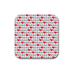 Xoxo Valentines Day Pattern Rubber Square Coaster (4 Pack)  by Valentinaart