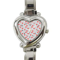 Xoxo Valentines Day Pattern Heart Italian Charm Watch