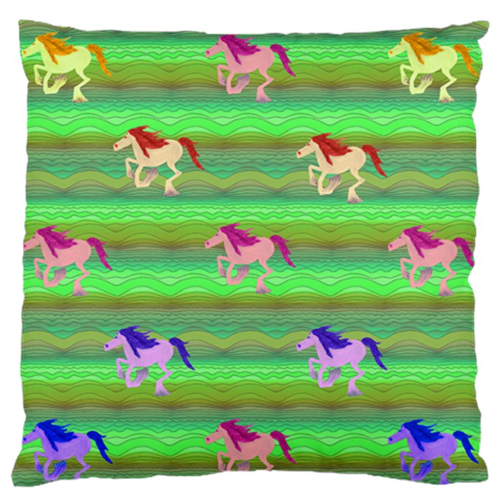 Rainbow Ponies Standard Flano Cushion Case (One Side)