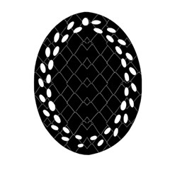 Black And White Grid Pattern Ornament (oval Filigree) by dflcprints