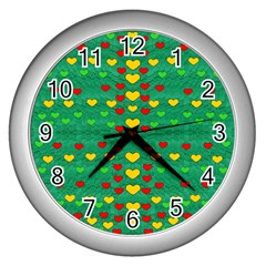Love Is In All Of Us To Give And Show Wall Clocks (silver)  by pepitasart