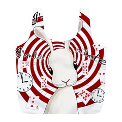 White Rabbit In Wonderland Full Print Recycle Bags (l)  by Valentinaart