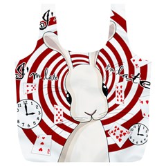 White Rabbit In Wonderland Full Print Recycle Bags (l)  by Valentinaart