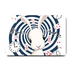 White Rabbit In Wonderland Small Doormat  by Valentinaart