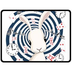 White Rabbit In Wonderland Fleece Blanket (large)  by Valentinaart