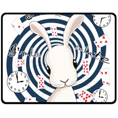 White Rabbit In Wonderland Fleece Blanket (medium)  by Valentinaart