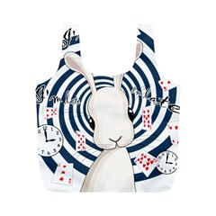 White Rabbit In Wonderland Full Print Recycle Bags (m)  by Valentinaart