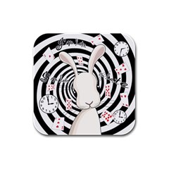 White Rabbit In Wonderland Rubber Square Coaster (4 Pack)  by Valentinaart