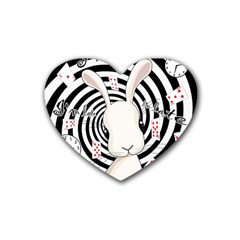 White Rabbit In Wonderland Rubber Coaster (heart)  by Valentinaart
